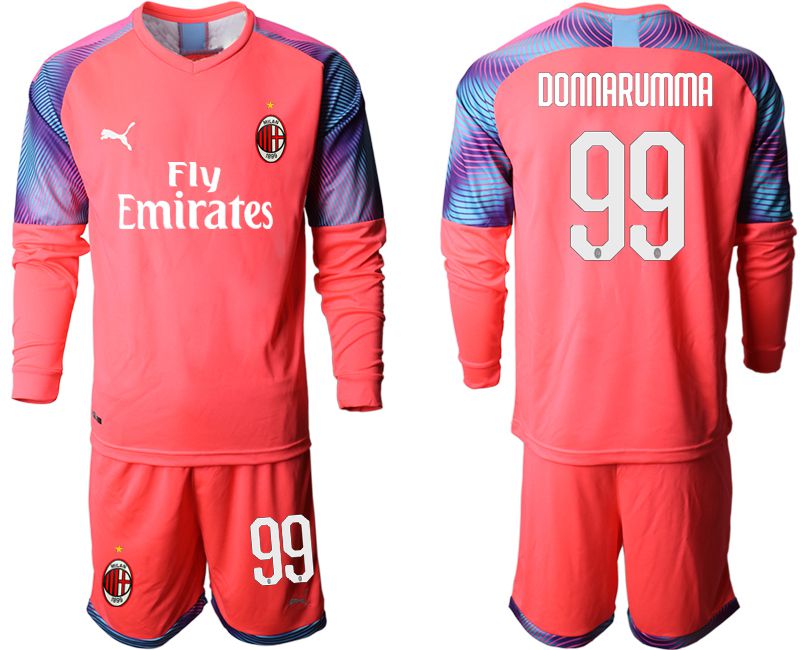 Men 2019-2020 club AC milan pink goalkeeper long sleeve #99 Soccer Jerseys->ac milan jersey->Soccer Club Jersey
